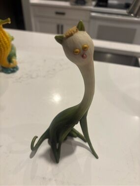 Enesco Green Cream Long-Neck Cat Resin Figurine
